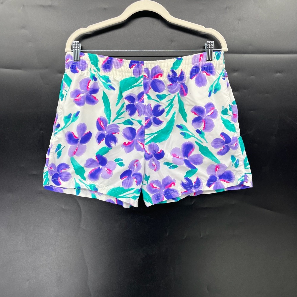 Vintage 80s 90s Dolfin international bright floral athletic shorts maximalist M